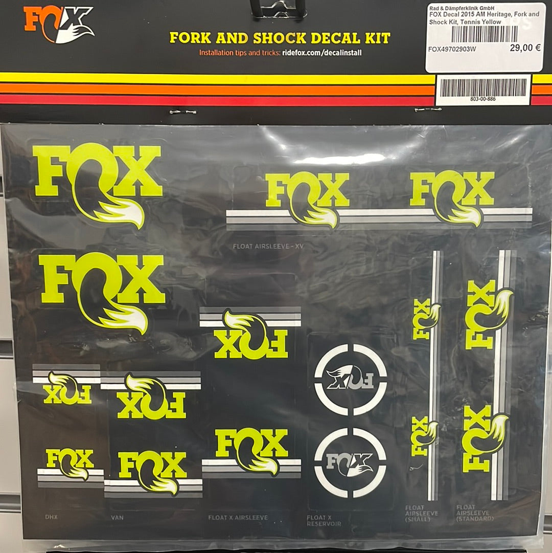 Fox Decal Kit Heritage Yellow Rad & Dämpferklinik GmbH